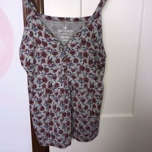 flowy, floral, v-neck tank top